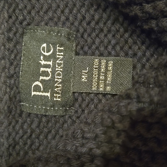 Pure Handknit Vintage Black Chunky Silver Accent Snap Collar Cardigan - Picture 6 of 15